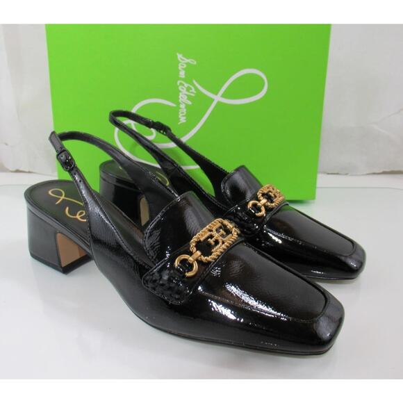 Sam Edelman Teana Slingback Loafers Pumps Heels Black Patent Size 7 - Picture 3 of 7